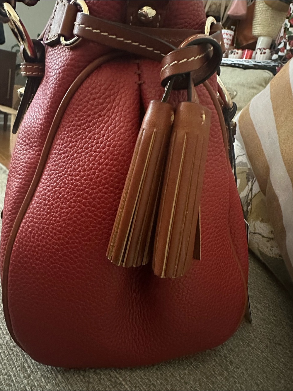 Dooney & Bourke LARGE Red Pebbled Leather Satchel - Shoulder Bag NWT $598 MSRP - Picture 15 of 15